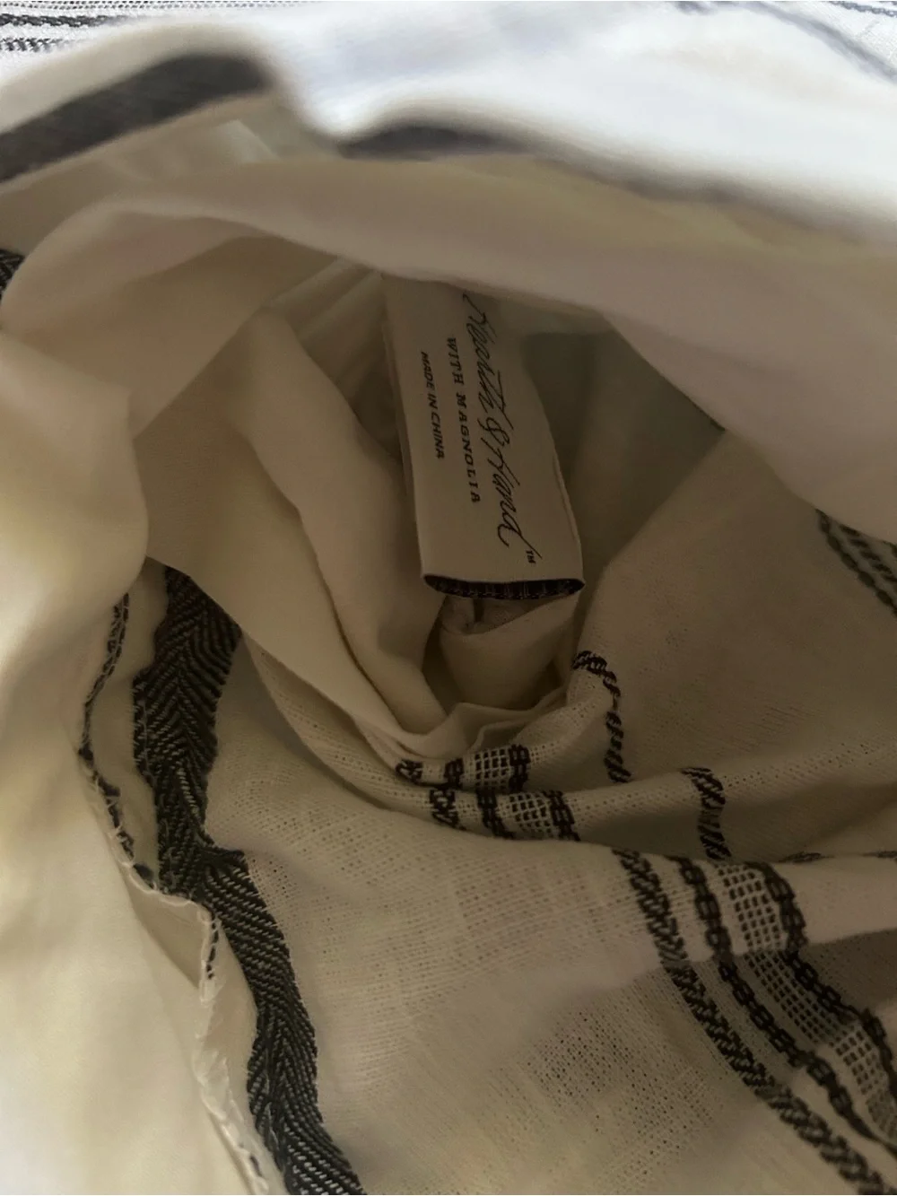 Hearth & Hand King 3-Piece Linen Blend Cream and Black Stripe Duvet Cover Set